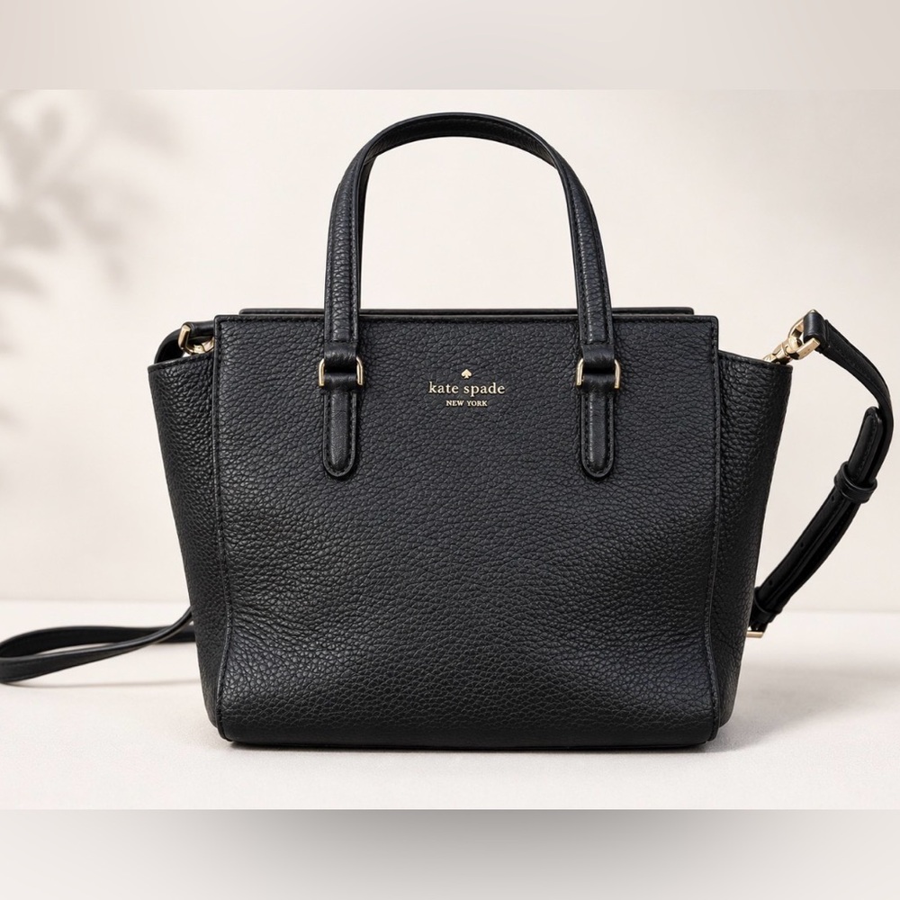 Kate Spade New York Black Pebbled Leather Satchel Crossbody Bag